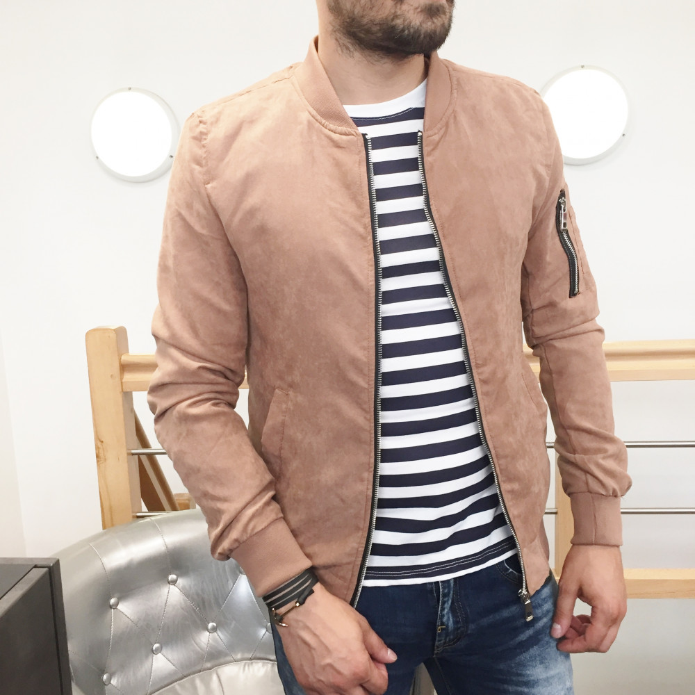 Veste teddy homme beige en suèdine