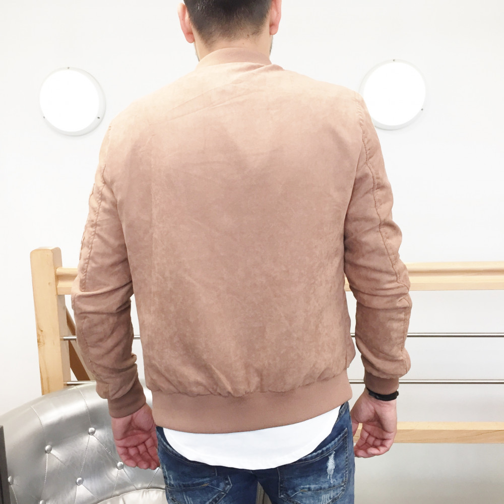 Veste teddy homme beige en suèdine