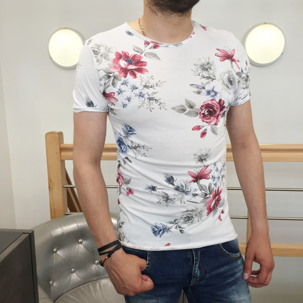 T-shirt homme à fleurs