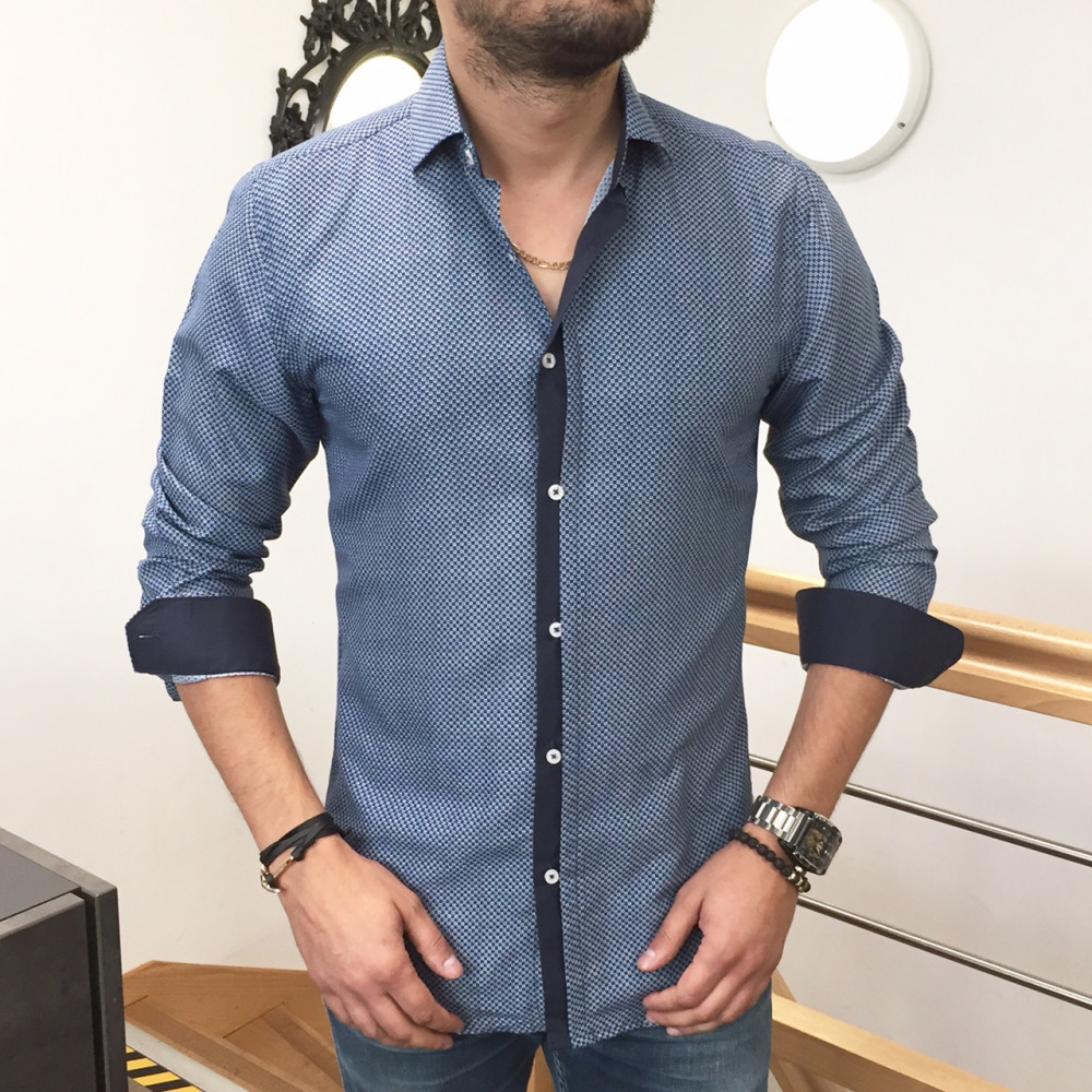 Chemise homme bleu