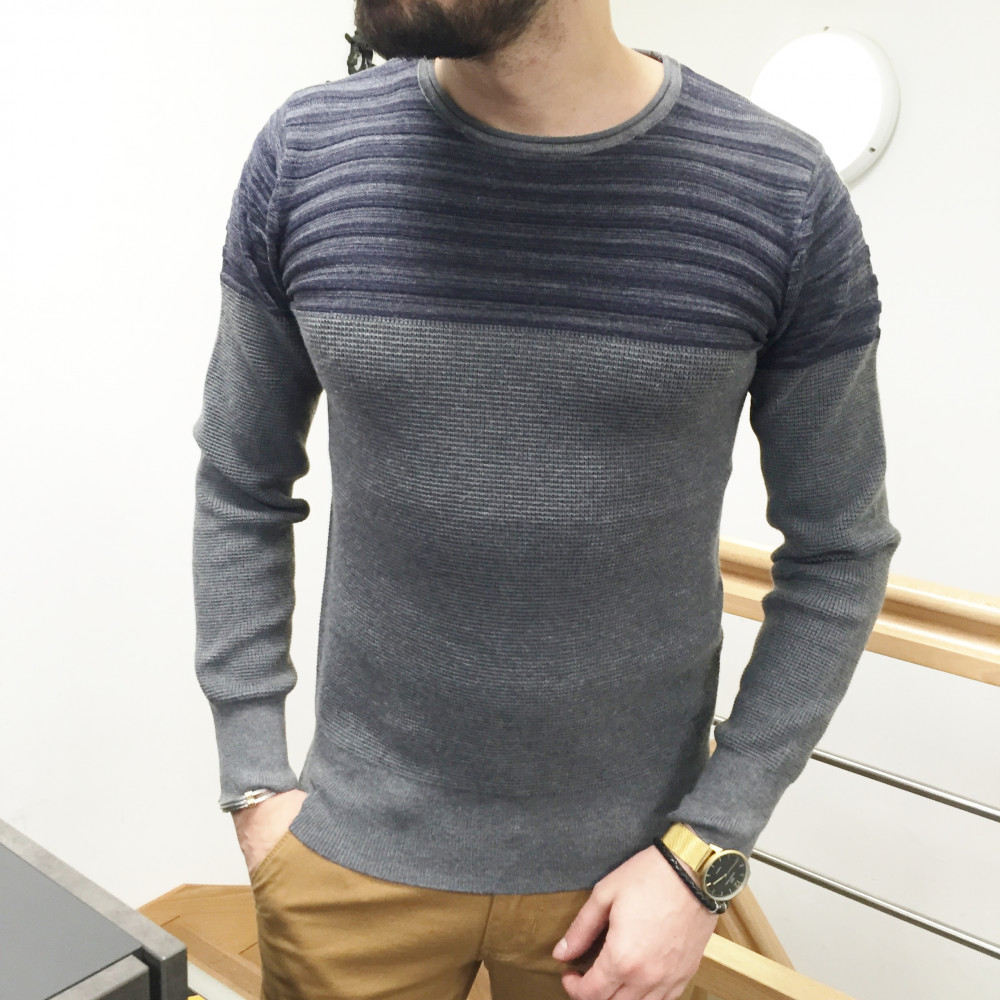 Pull gris bicolors