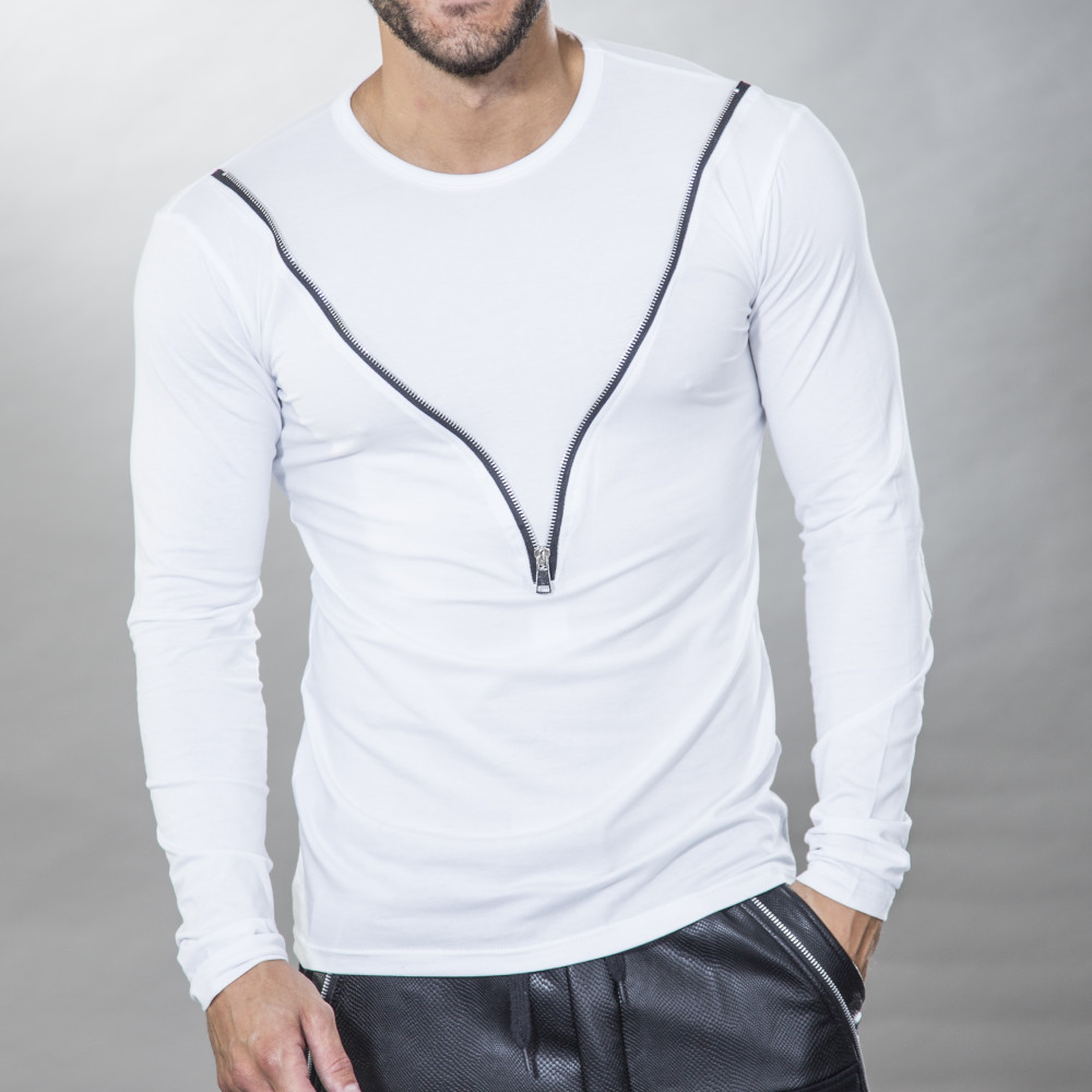 T-shirt homme blanc avec zip