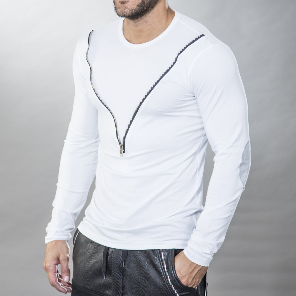 T-shirt homme blanc avec zip