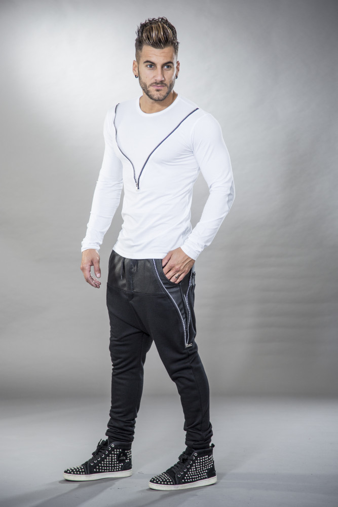 T-shirt homme blanc avec zip