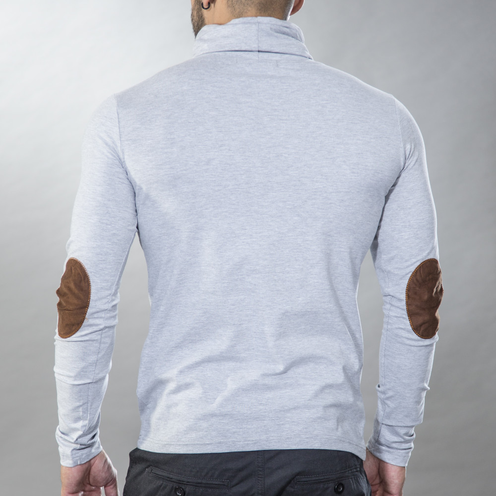 T-shirt homme gris avec fausse poche camel