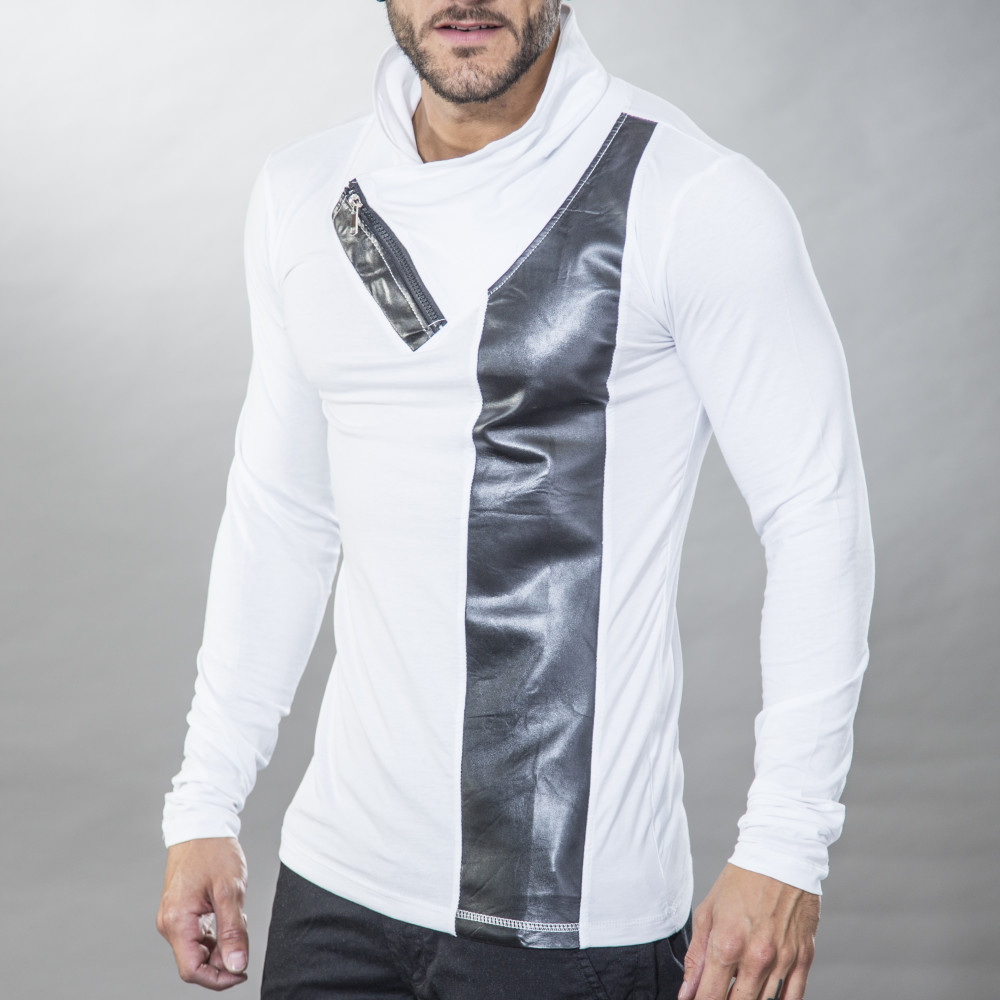 T-shirt homme col zip