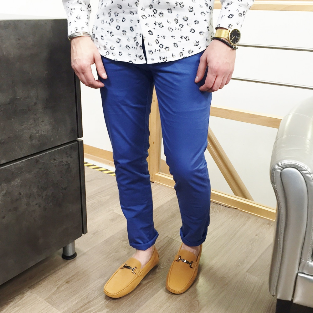 Pantalon chino bleu électrique stretch milano