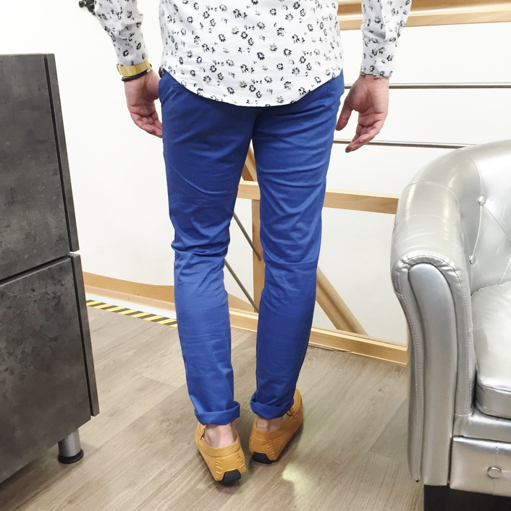 Pantalon chino bleu électrique stretch milano