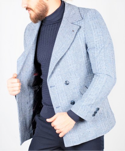 Manteau homme bleu a tartan