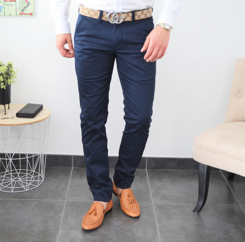 Pantalon chino bleu marine