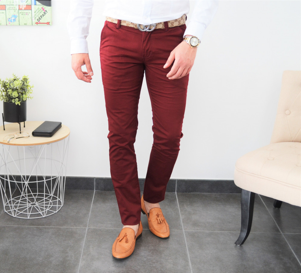 Pantalon chino bordeaux slim milano