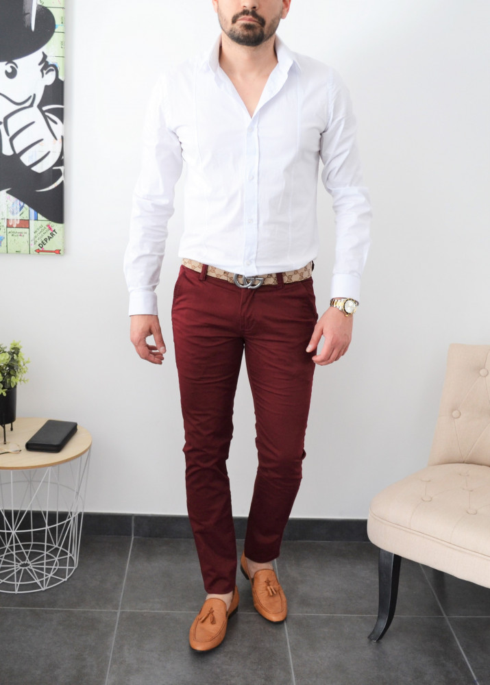 Pantalon chino bordeaux slim milano