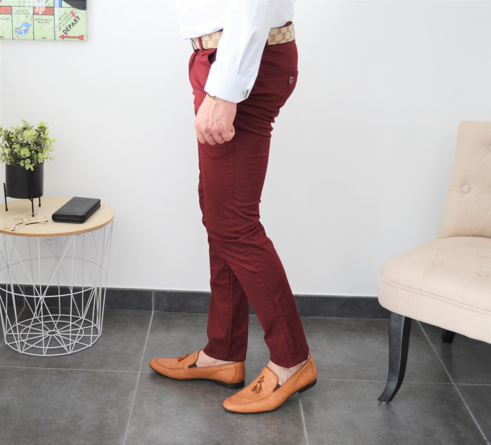 Pantalon chino bordeaux slim milano