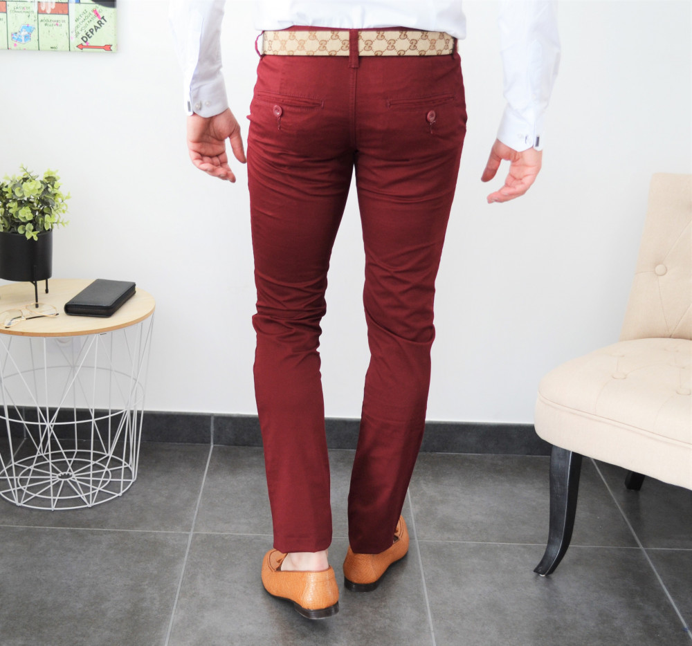 Pantalon chino bordeaux slim milano