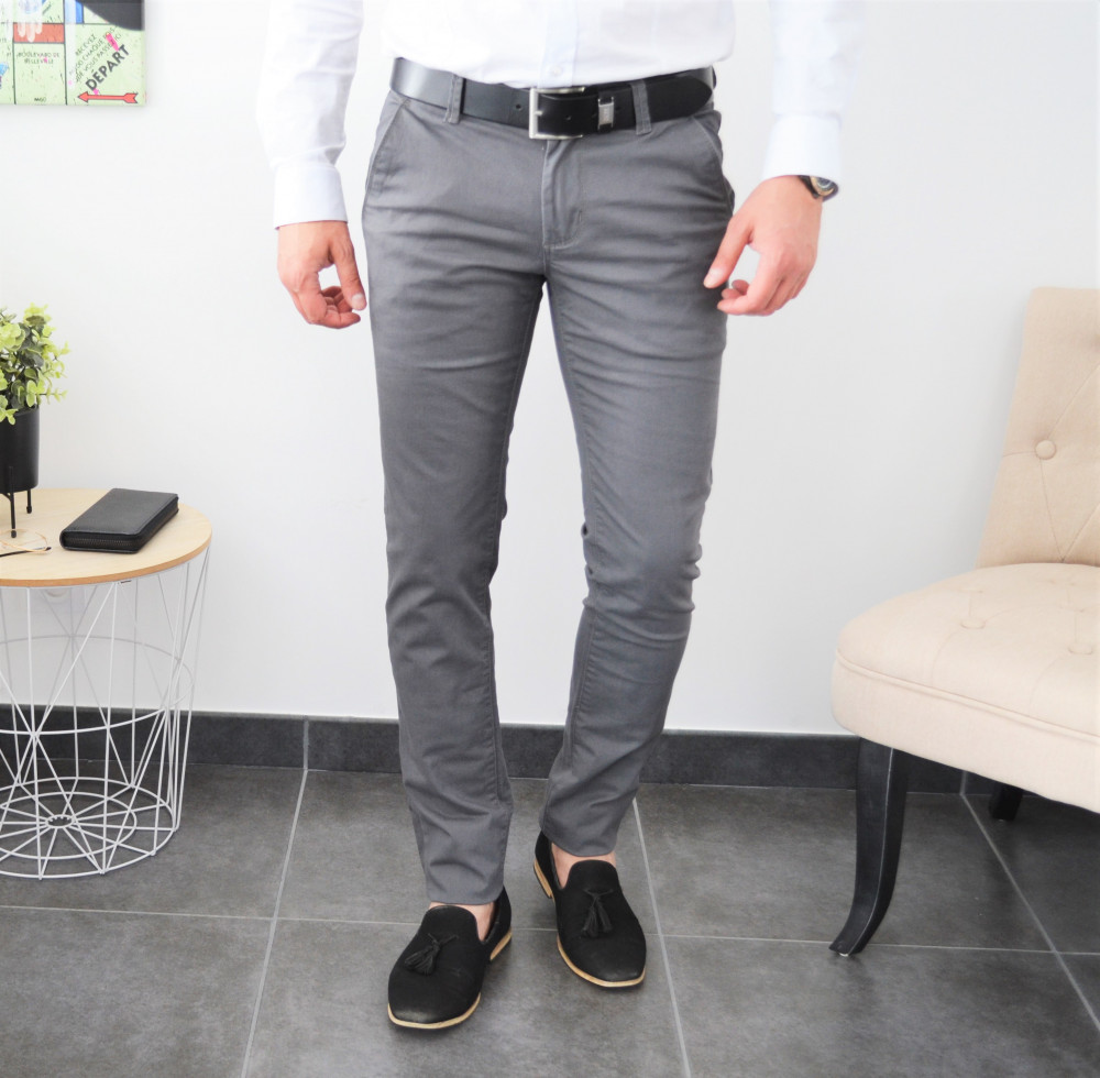Pantalon chino gris anthracite