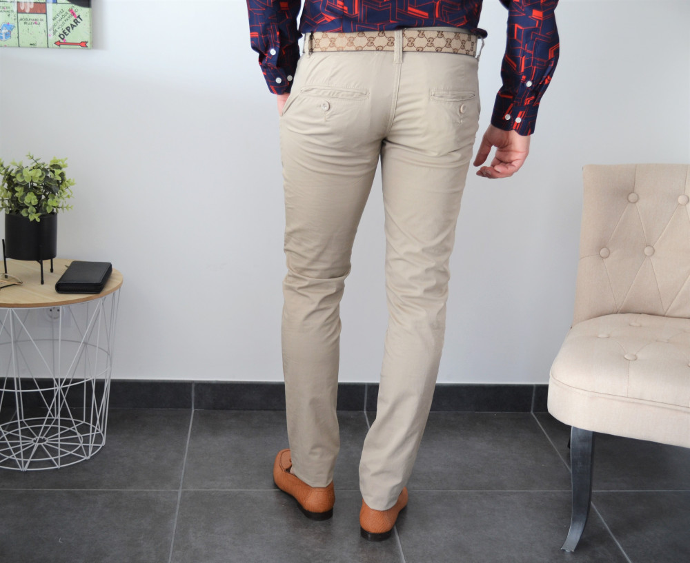 Pantalon chino beige slim