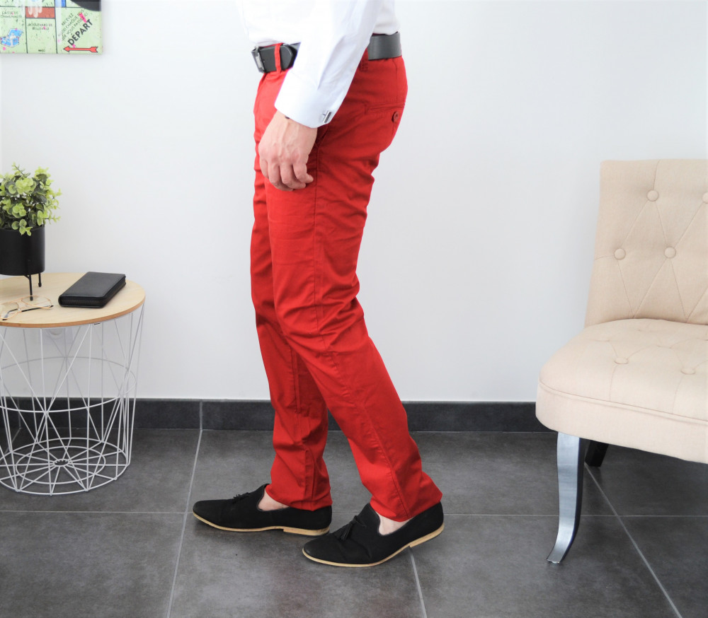 Pantalon chino rouge italien milano