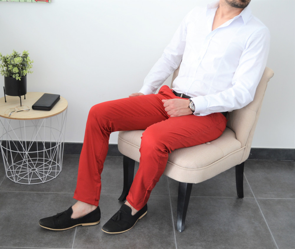 Pantalon chino rouge italien milano