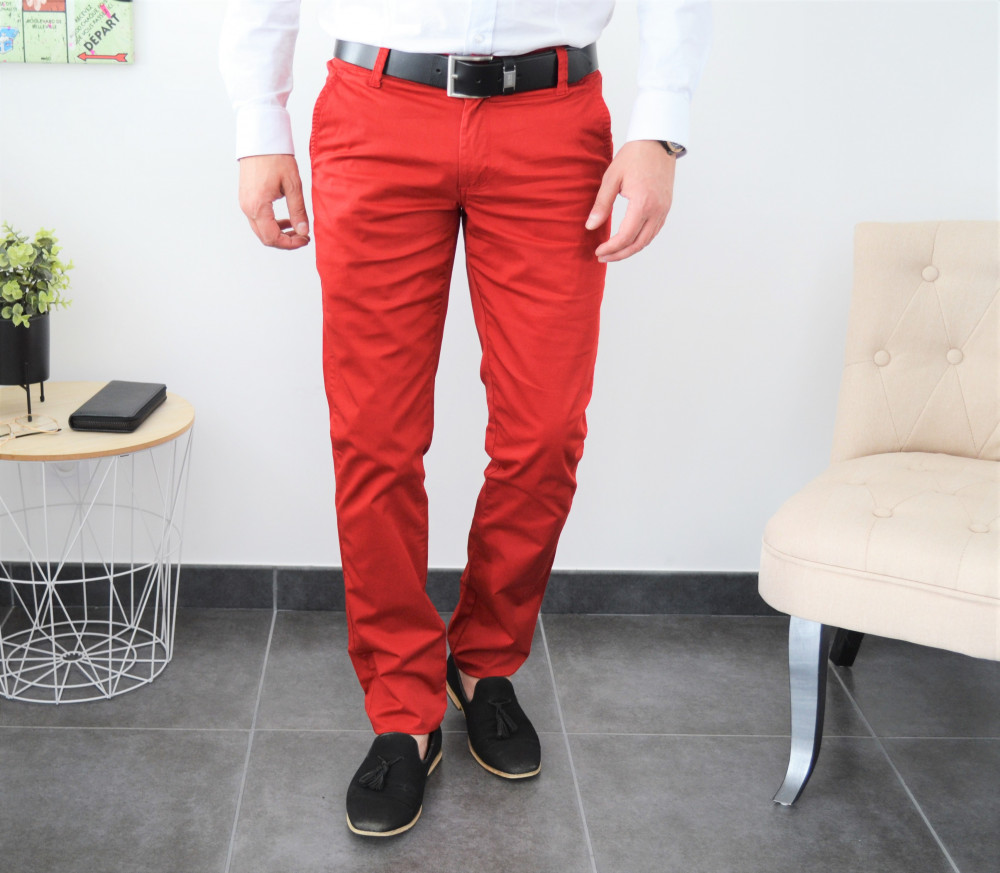 Pantalon chino rouge italien milano