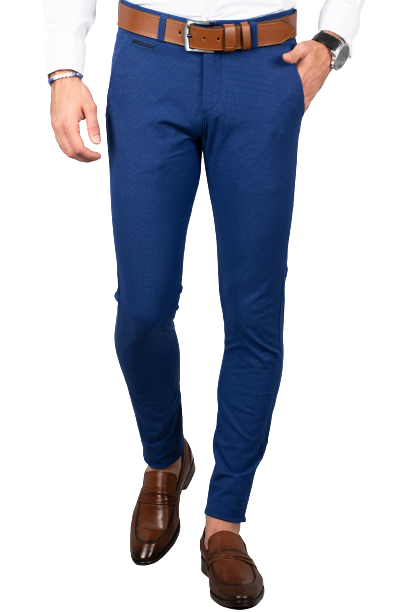 Pantalon slim bleu roi à petit motifs