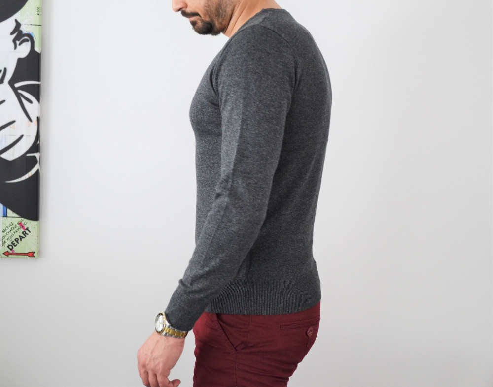 Pull gris anthracite col V