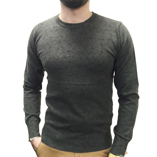 Pull homme khaki motif noir