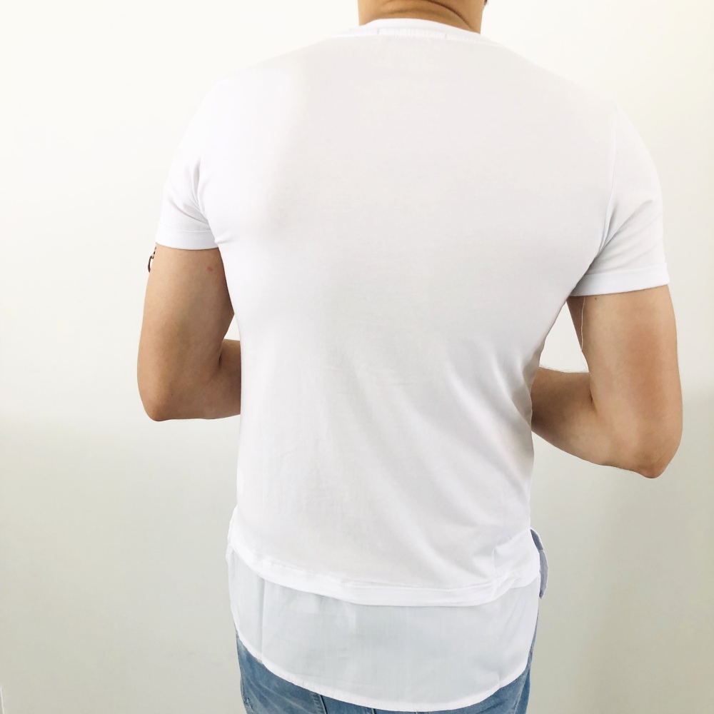 T-shirt pour homme fashion ultra slim blanc avec imprimé black