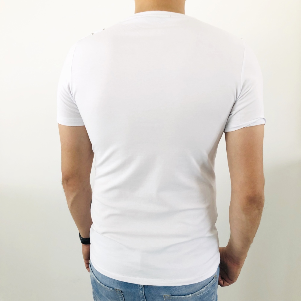 T-shirt homme fashion blanc avec clous