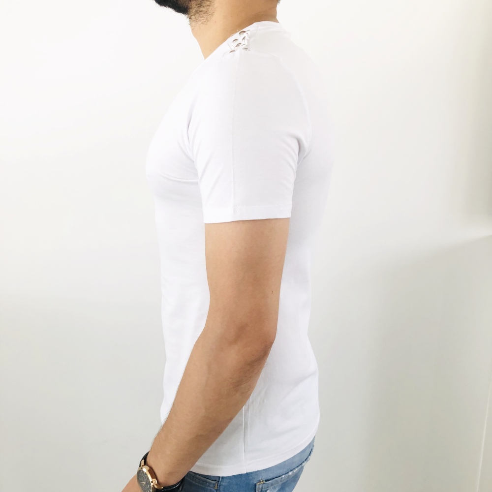 T-shirt homme fashion blanc avec clous