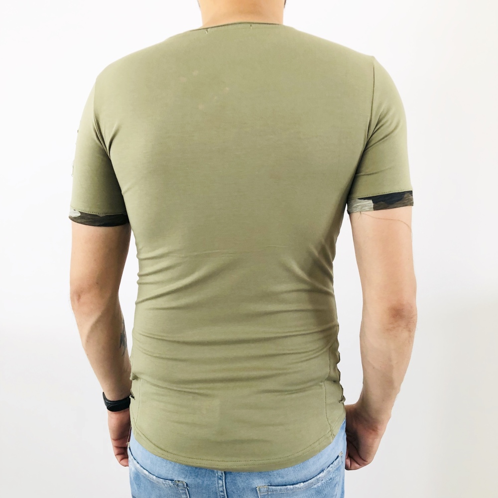 T-shirt homme fashion khaki destroy