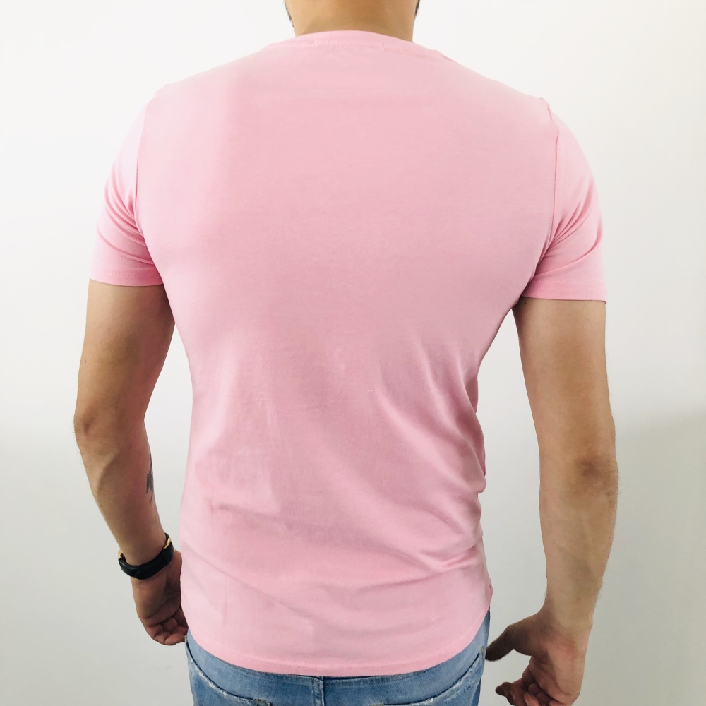 T-shirt homme fashion rose avec clous