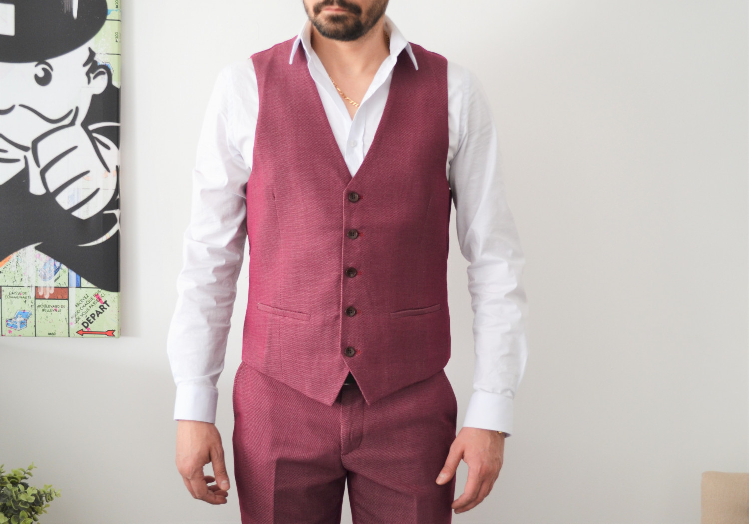Gilet costume bordeaux 2025 homme