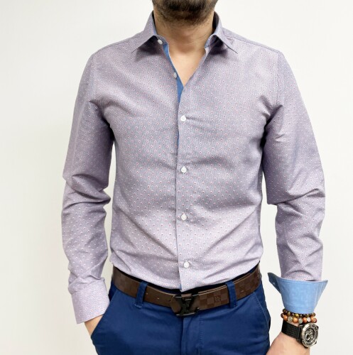 chemise homme bleu ciel petit motif