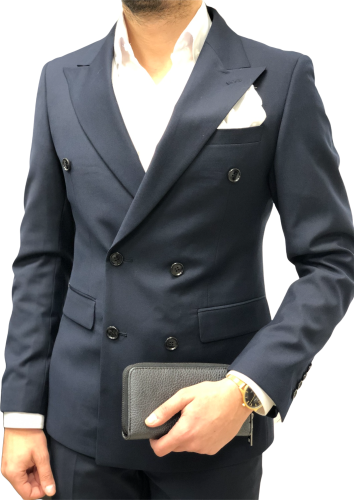 Costume homme croisé bleu slim