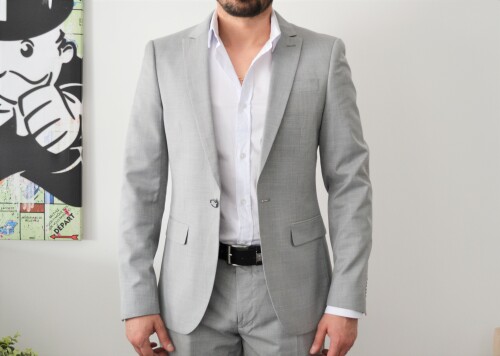 Costume homme gris clair effet lin