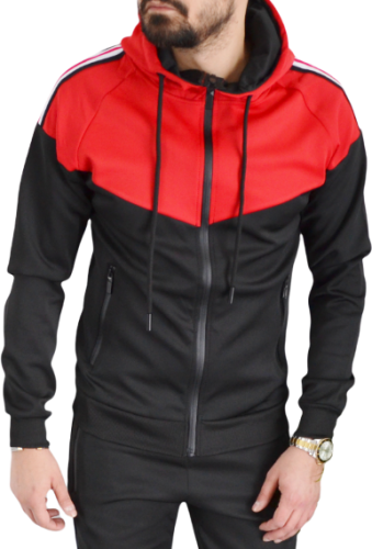 Ensemble jogging homme slim noir bi-colors