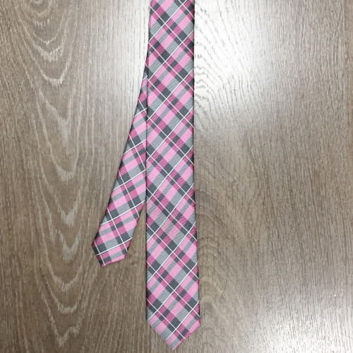Cravate tartan rose