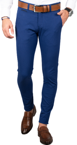 Pantalon slim bleu roi à petit motifs