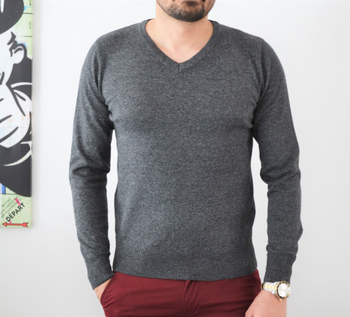 Pull gris anthracite col V