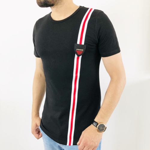 T-shirt homme noir fashion bande