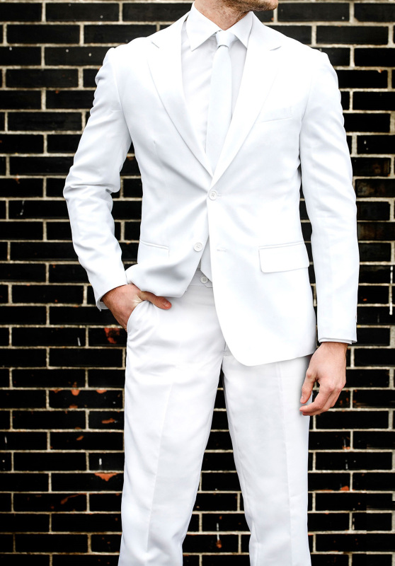 Costume homme blanc mariage couleur uni coupe cintrée Costume homme blanc mariage couleur uni coupe cintrée