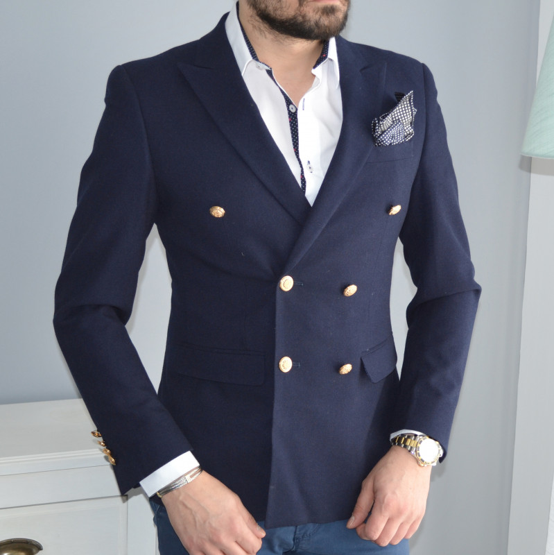 veste blazer croisé homme coiurte avec bouton doré veste blazer croisé homme coiurte avec bouton doré