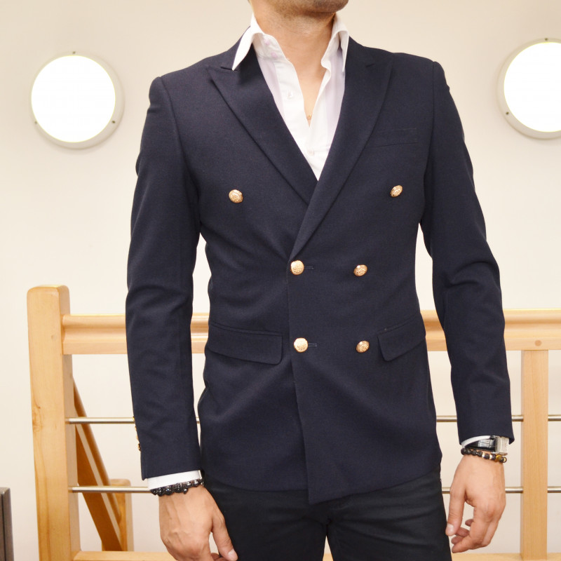 veste blazer croisé homme coiurte avec bouton doré veste blazer croisé homme coiurte avec bouton doré