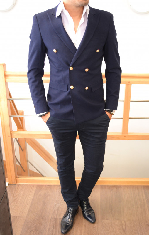 veste blazer croisé homme coiurte avec bouton doré veste blazer croisé homme coiurte avec bouton doré